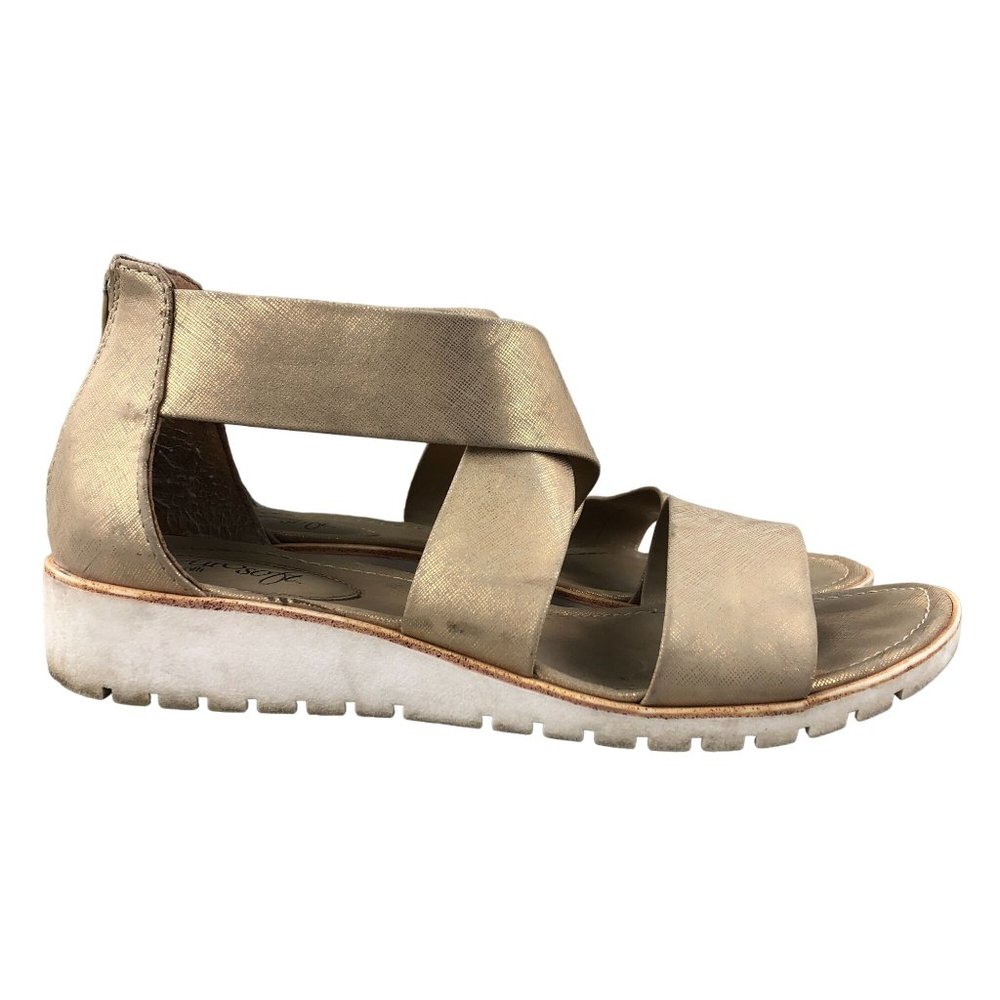EuroSoft Women's Size 10M Candace Gold Metallic Back Zip Open Toe Sandals